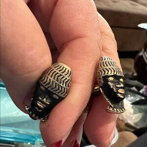 Black and Gold Face Earrings